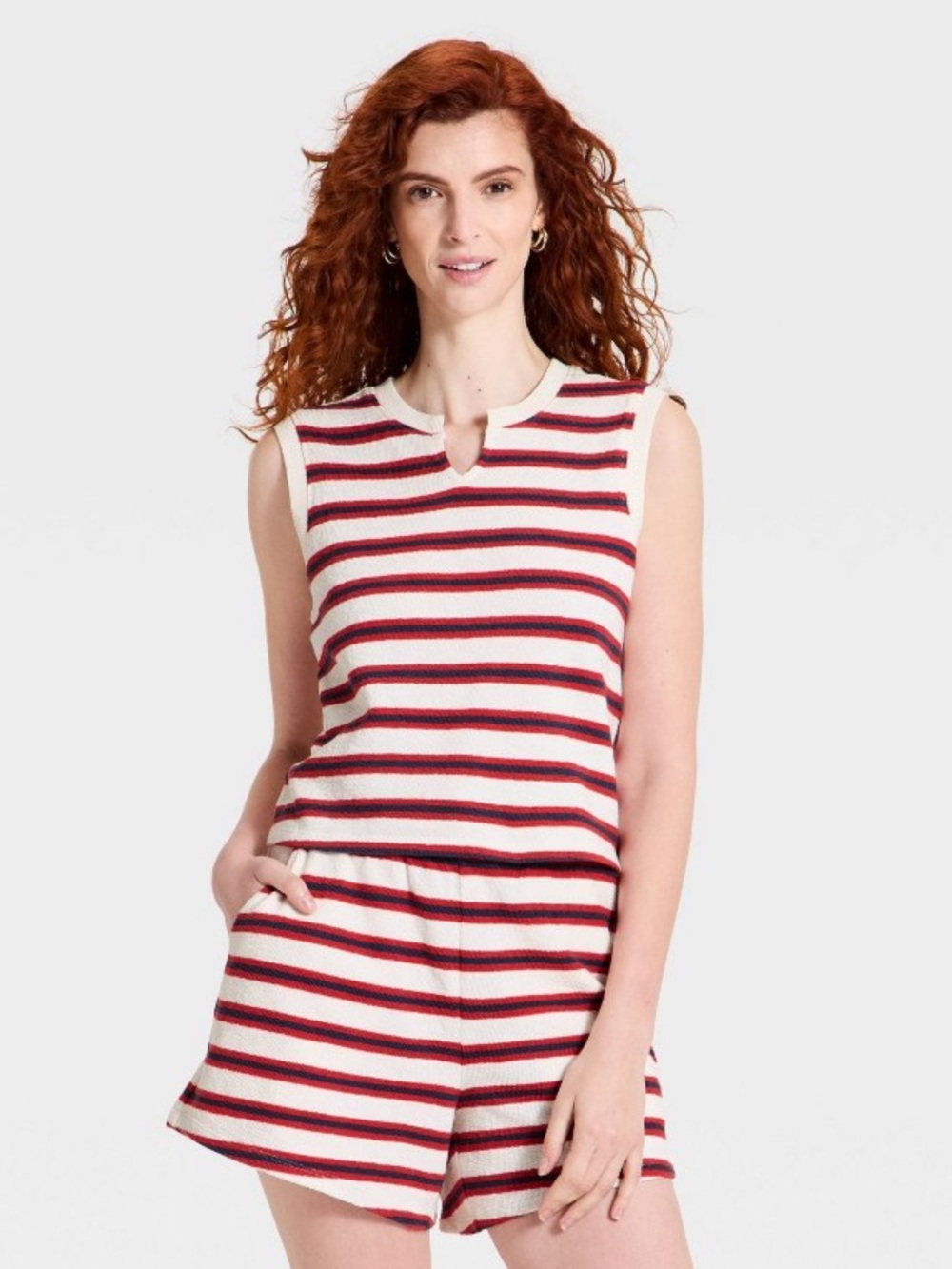Women's Knit Muscle Tank Top - Universal Thread Blue Striped XL
